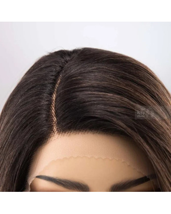 Peluca Natural Castaña con Reflejos - Cómoda y Versátil