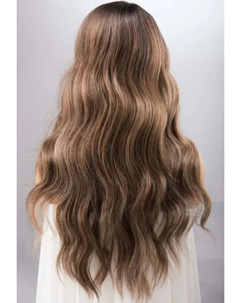 Peluca Natural Castaña con Reflejos - Cómoda y Versátil